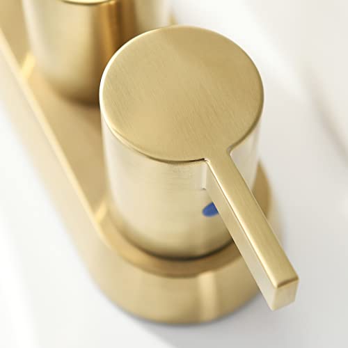 Brushed Gold 4 Inch 2 Handle Centerset Lead-Free Bathroom Faucet