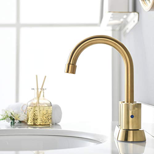 Brushed Gold 4 Inch 2 Handle Centerset Lead-Free Bathroom Faucet