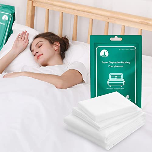 4 PCS Disposable Bed Sheets Travel Sheets for Hotel