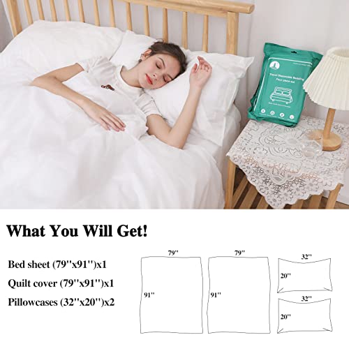 4 PCS Disposable Bed Sheets Travel Sheets for Hotel